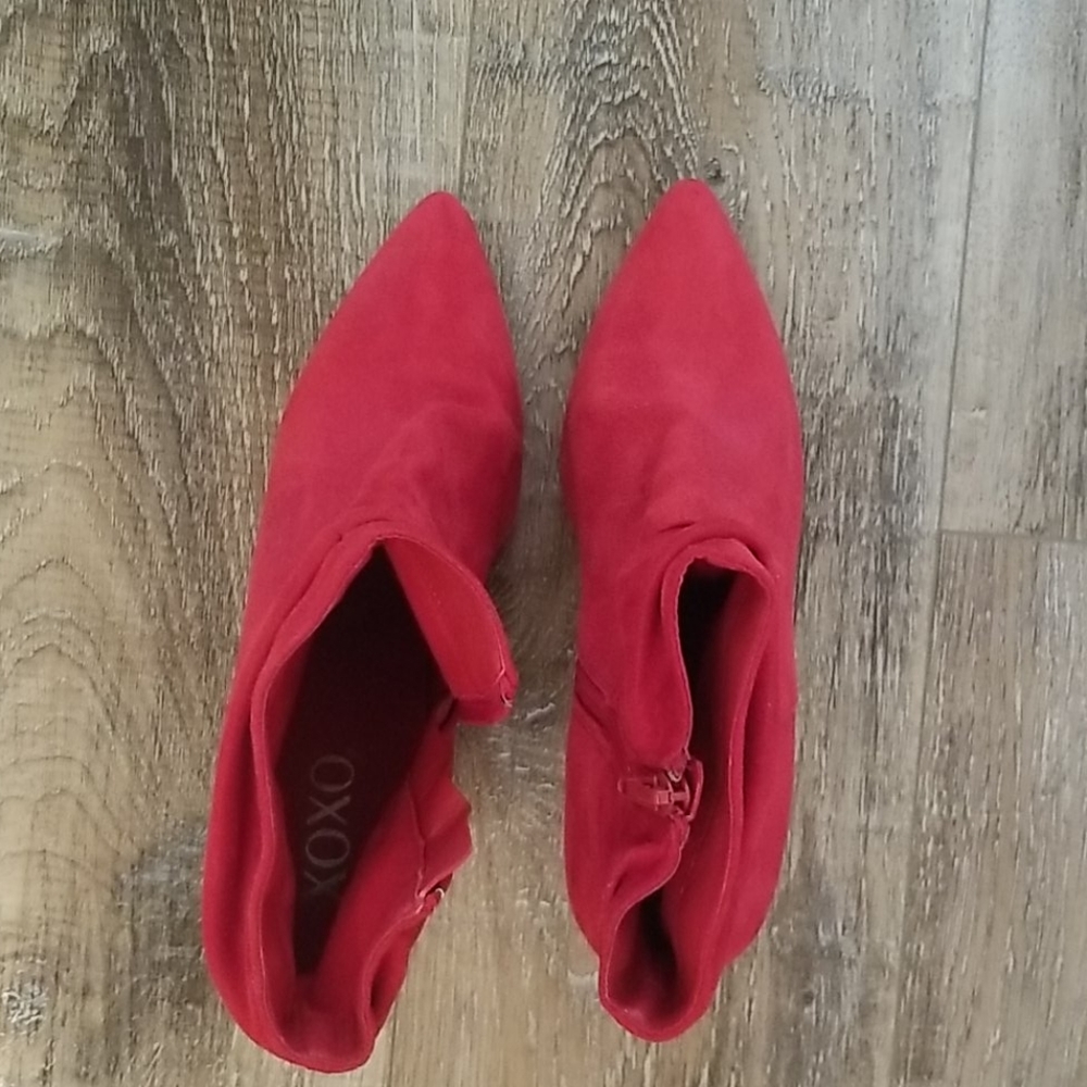 Red high heel booties